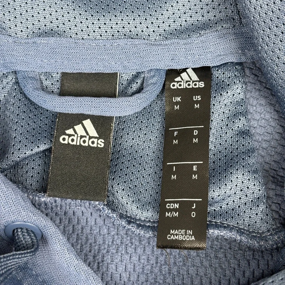 Adidas ClimaWarm Hoodie Mens M Blue Graphic Logo Pullover‎ Sweatshirt Oversized